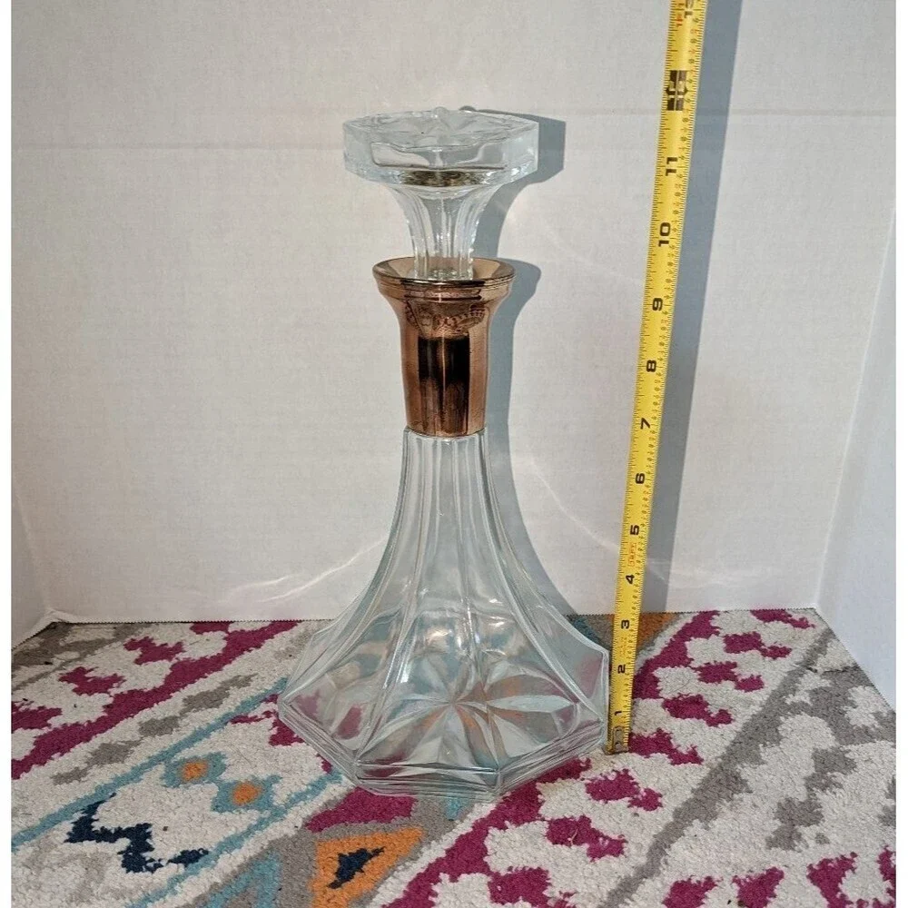 Vintage MCM Large Cut Glass Wine decanter and stopper‎